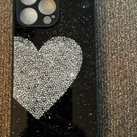 14 Pro Max ❤️ Heart Phone Case~Beautiful picture of Clear Heart Rhinestone. NEW - Picture 4 of 7